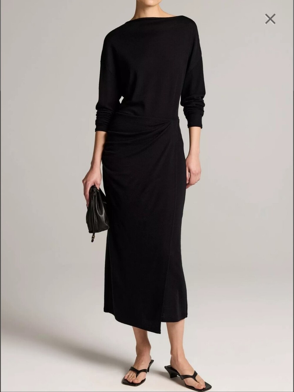 Vince Black Asymmetric Midi Skirt